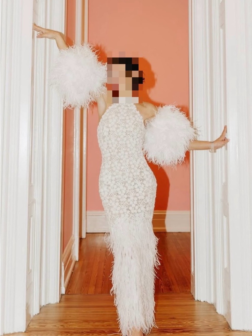 White Feathered Wrist Cuff